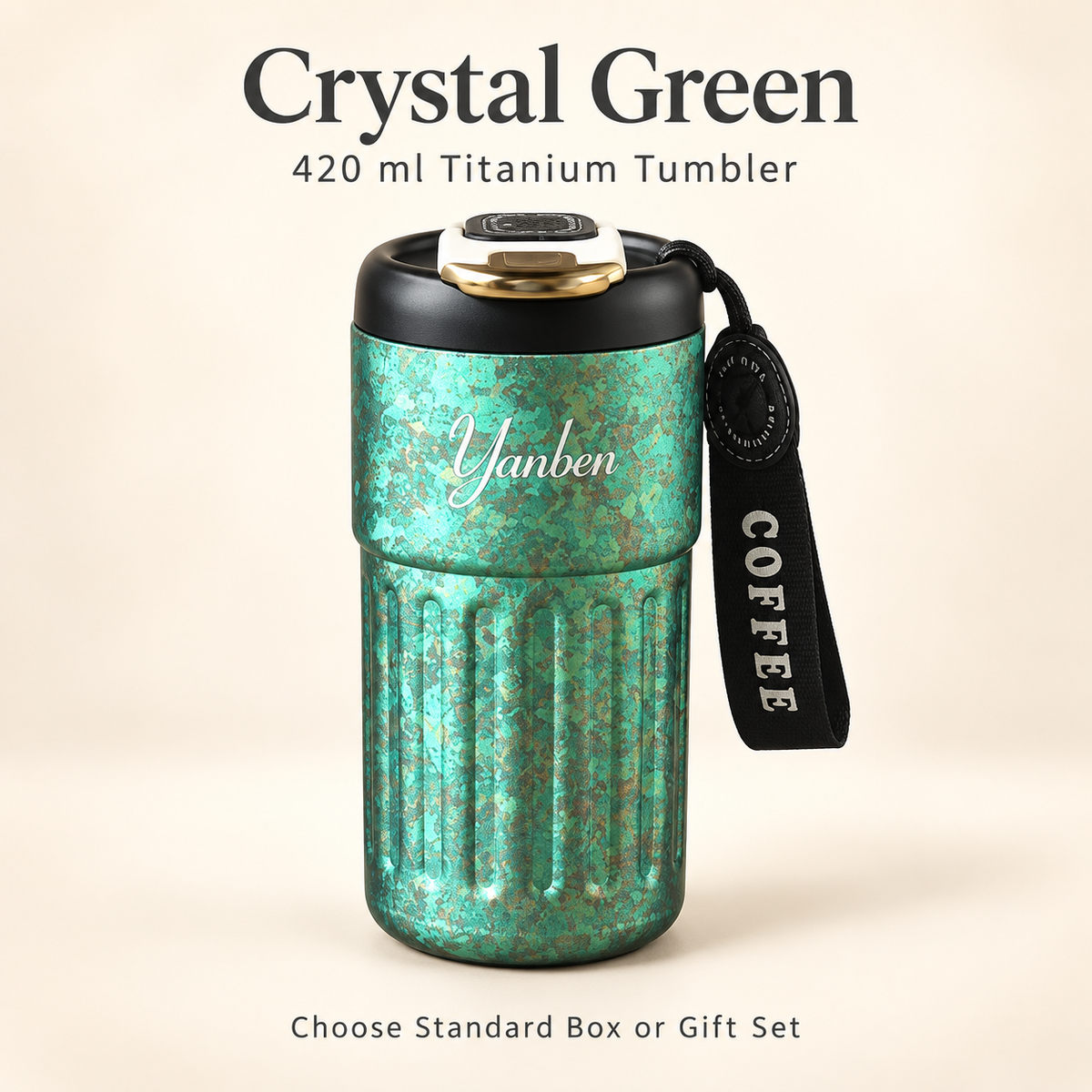 VLOERA 420ml crystal titanium tumbler — Crystal Green color