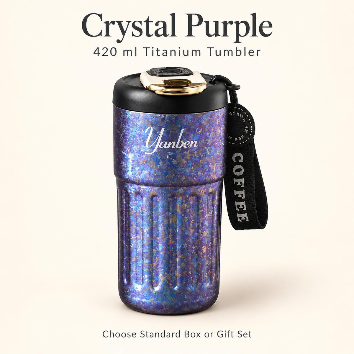 VLOERA 420ml crystal titanium tumbler — Crystal Purple color