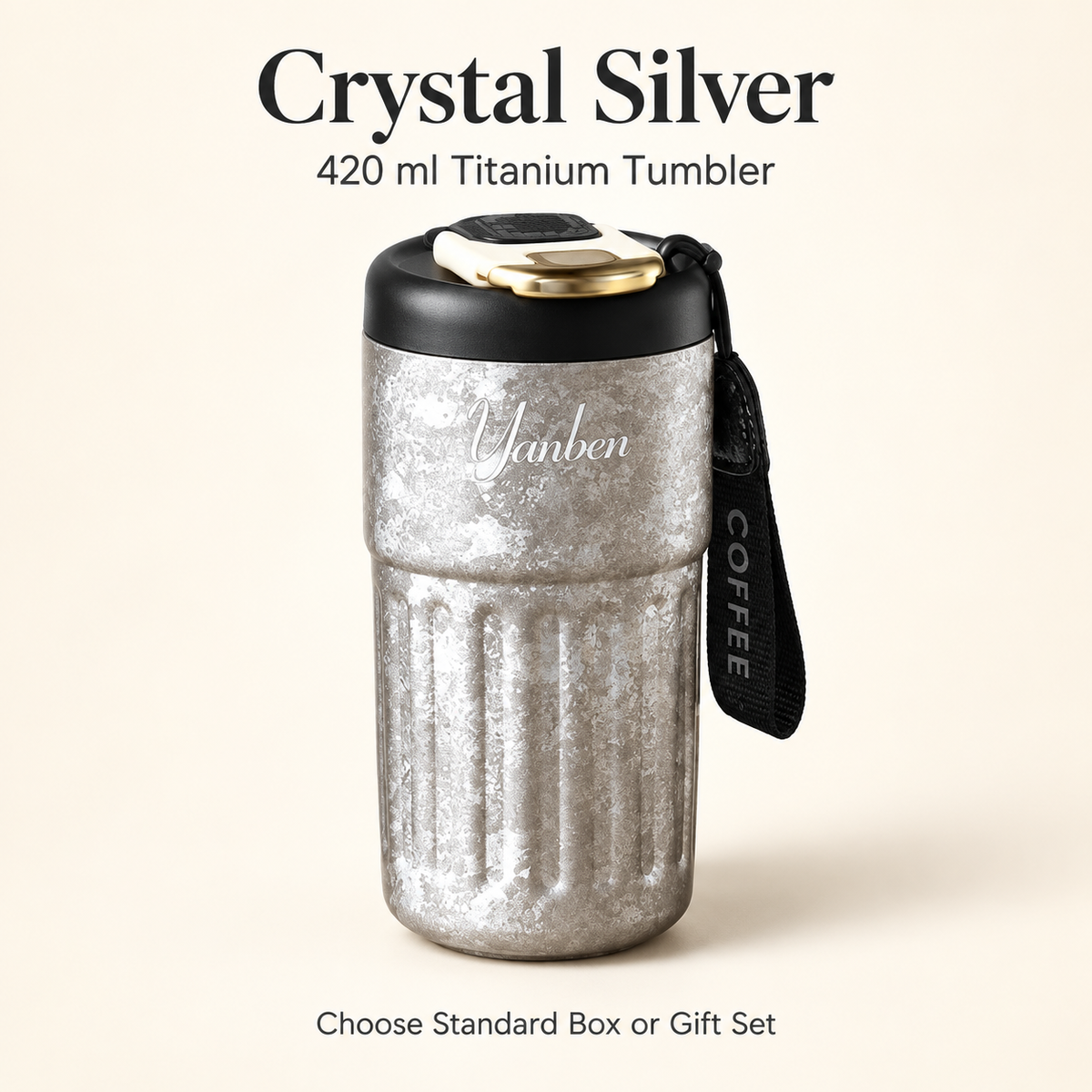 VLOERA 420ml crystal titanium tumbler — Crystal Silver color