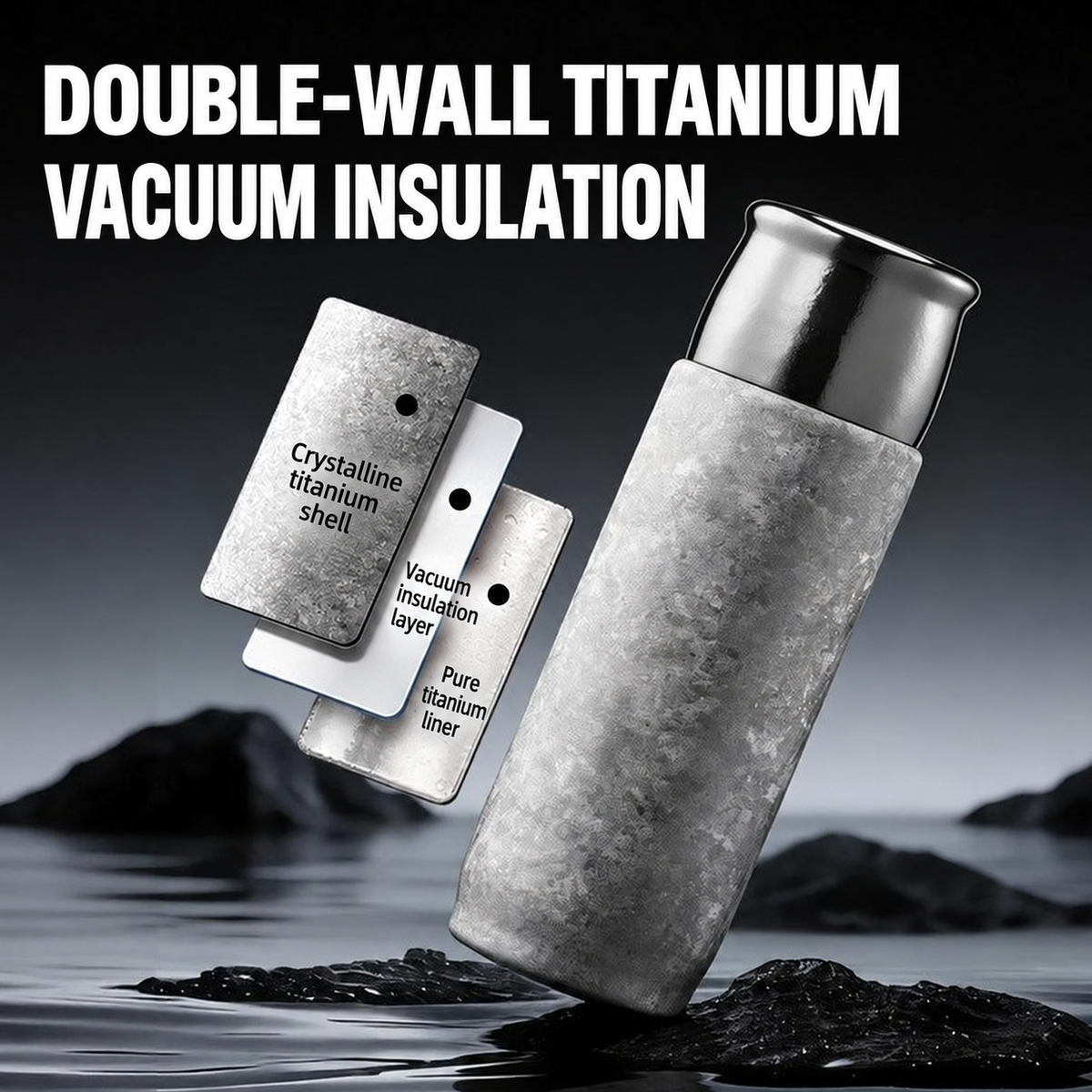 Pure titanium tea tumbler — Double-wall vacuum insulation
