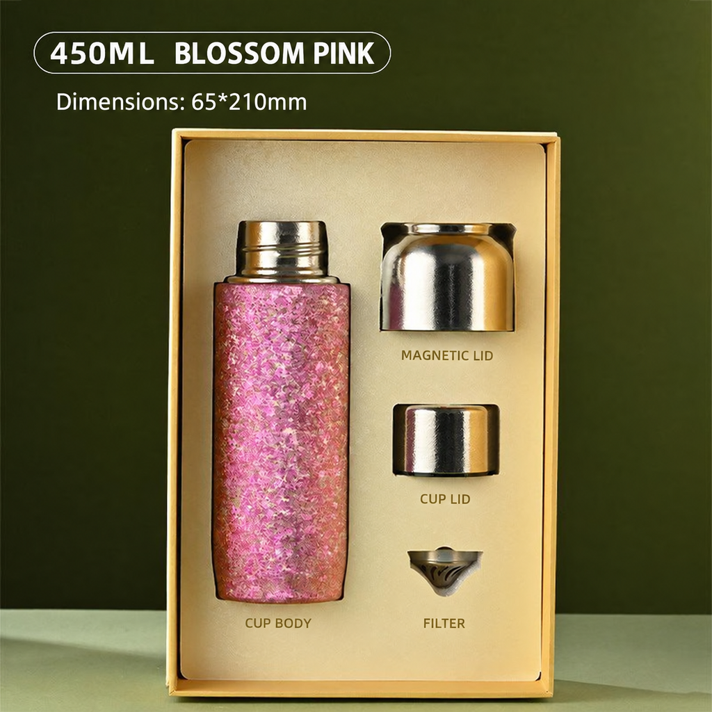 Blossom Pink titanium tea tumbler gift set