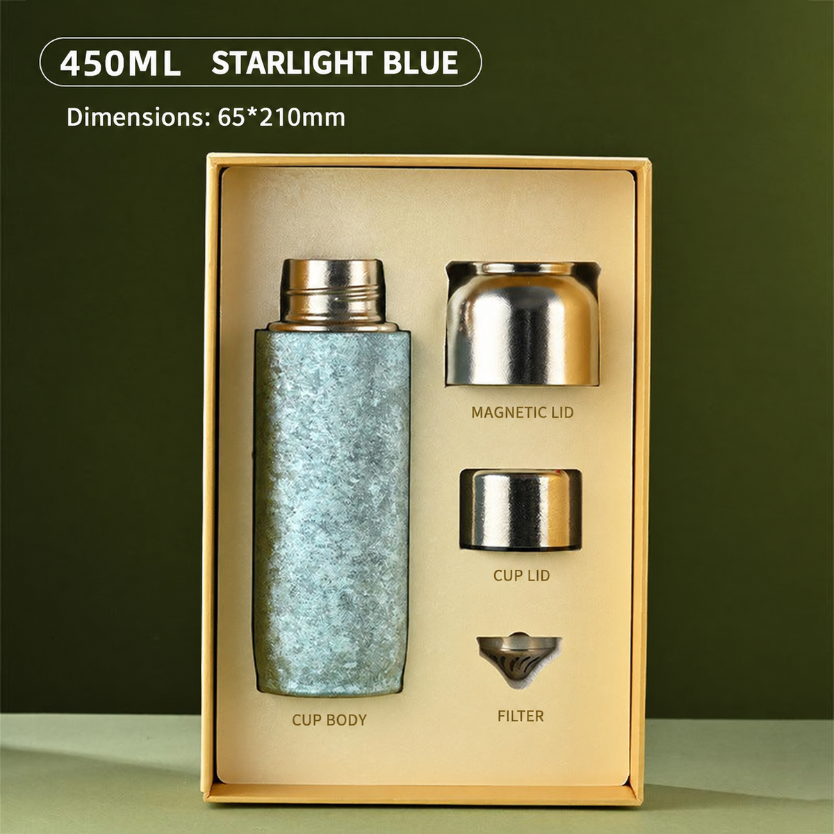 Starlight Blue titanium tea tumbler gift set