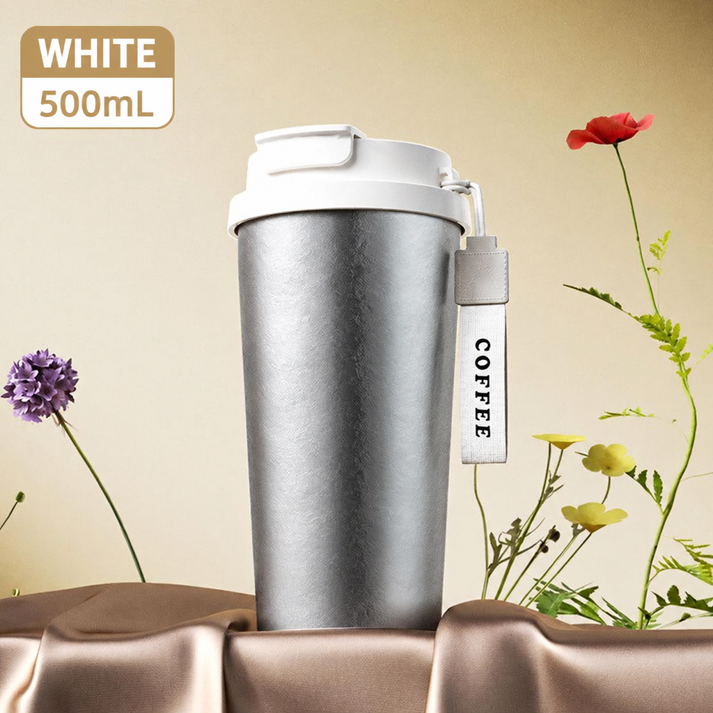 White 500ml pure titanium coffee tumbler