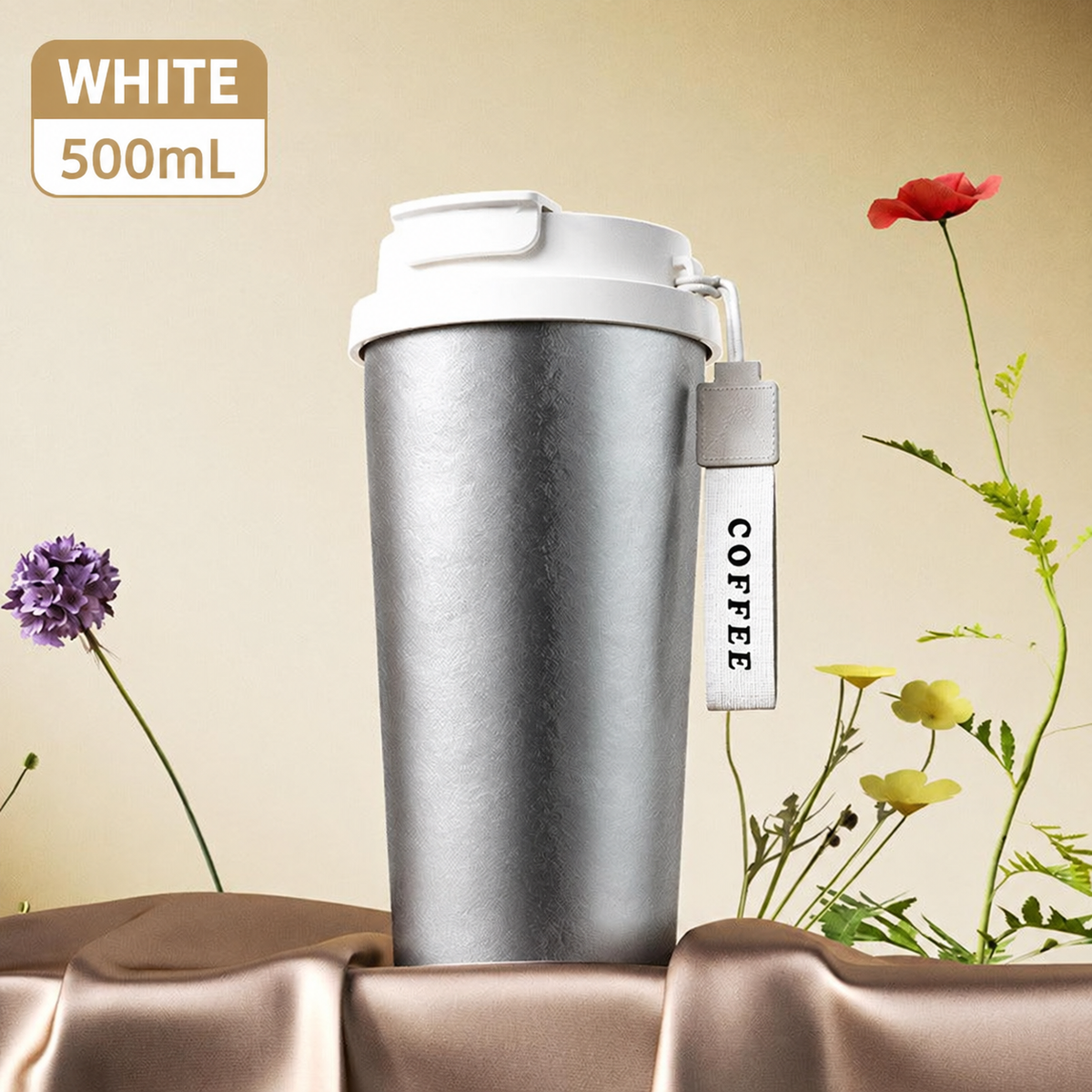 White 500ml pure titanium coffee tumbler