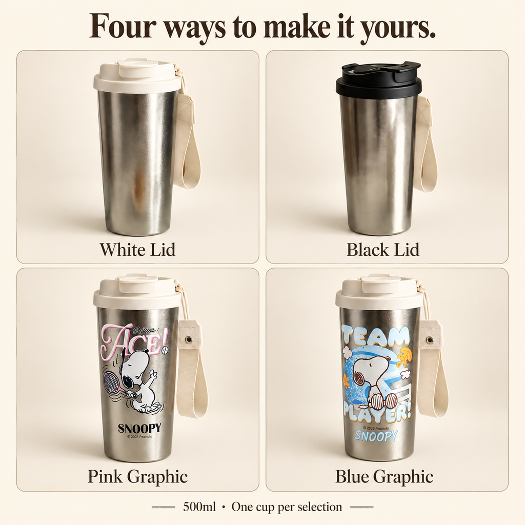 VLOERA 500ml Titanium Coffee Tumbler with Flip-Top Lid - available finishes
