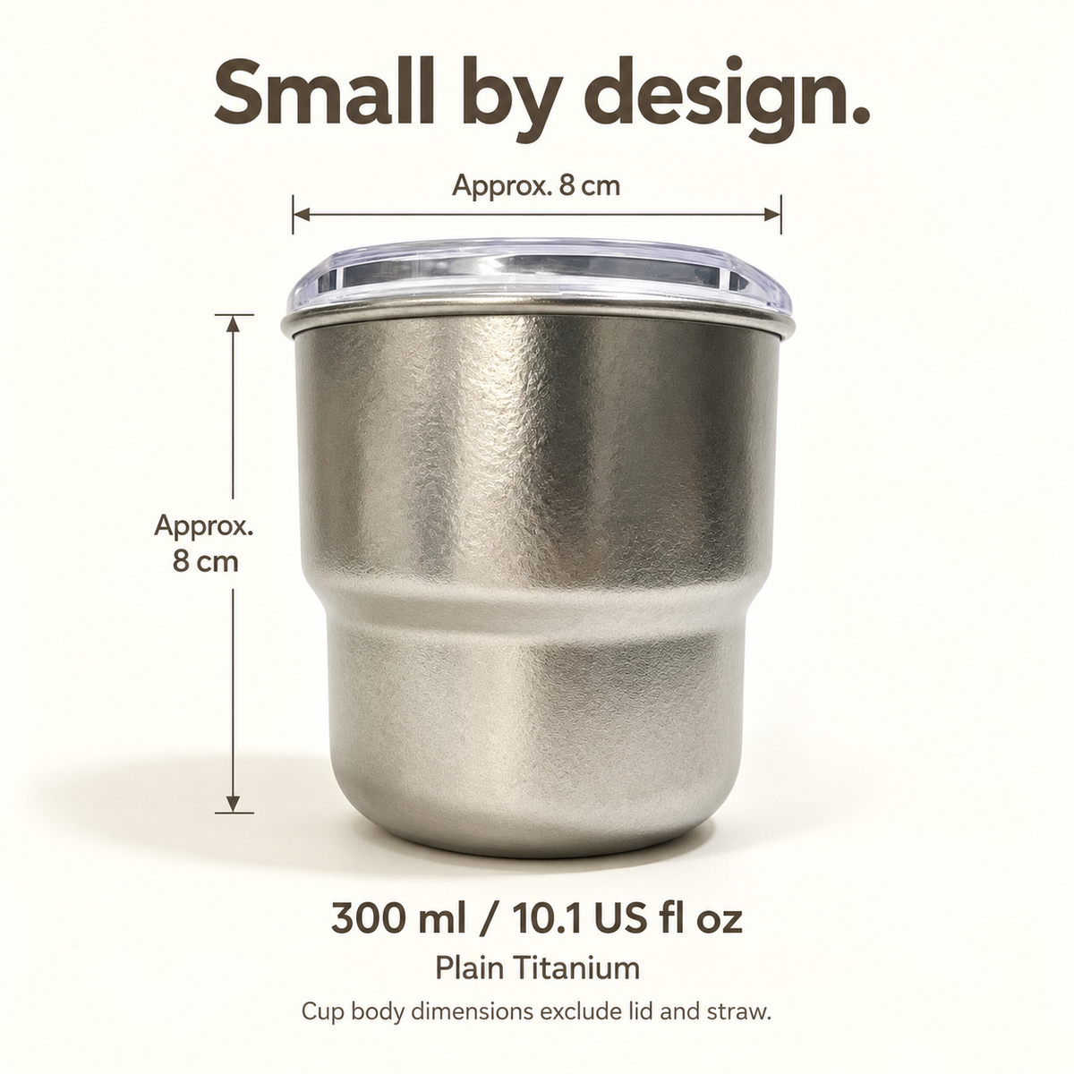 VLOERA 300ml Mini Titanium Tumbler with Lid & Straw - features and size