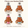 VLOERA Titanium Tea Bottle with Crossbody Carrier | 450ml & 600ml - available finishes