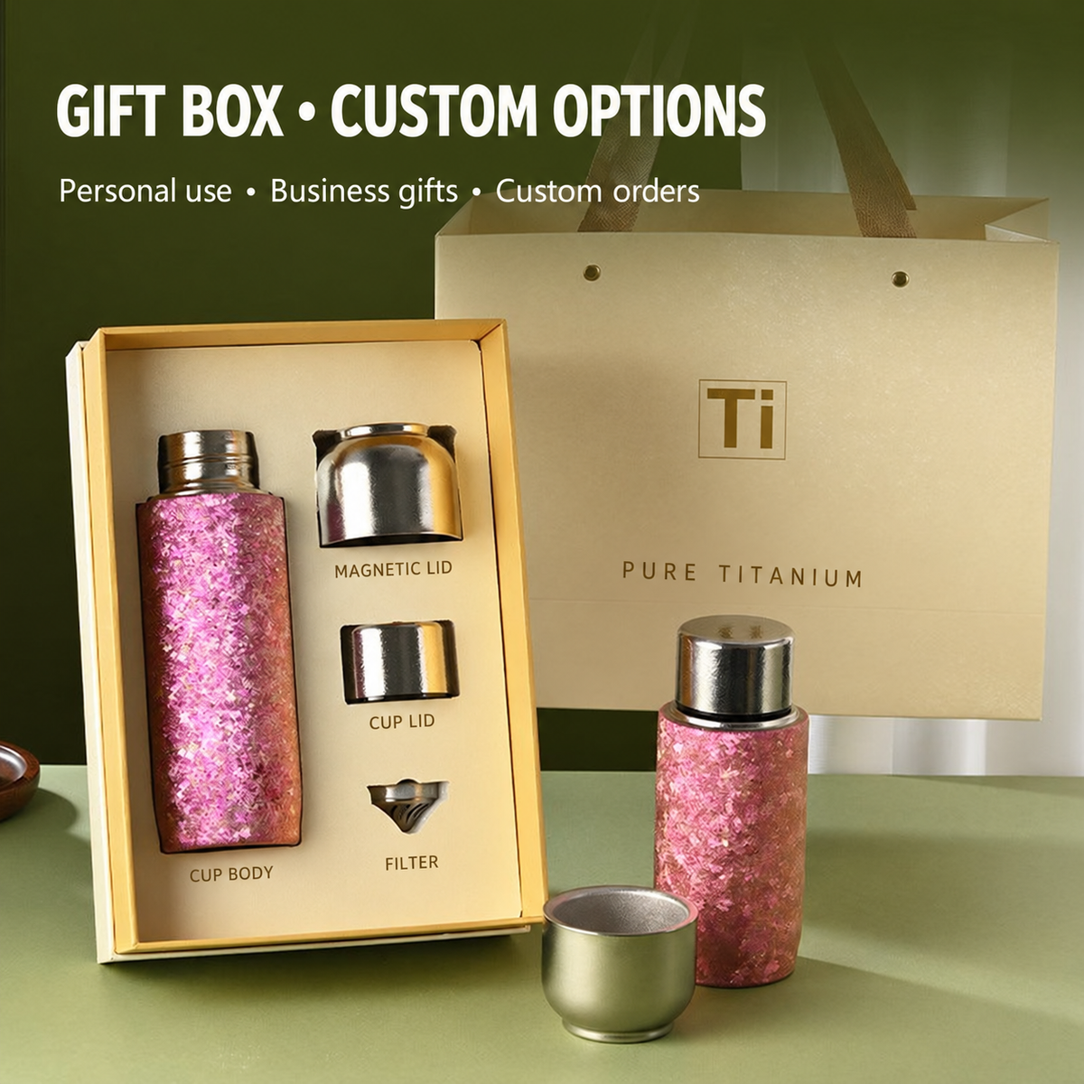 Pure titanium tea tumbler gift set